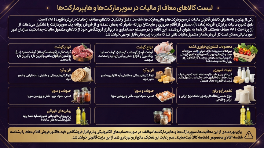 کالاهای معاف از مالیات سوپرمارکت 