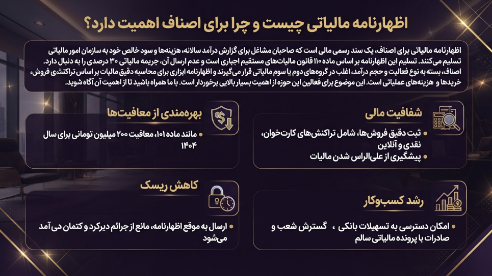 اظهارنامه مالیاتی اصناف 
