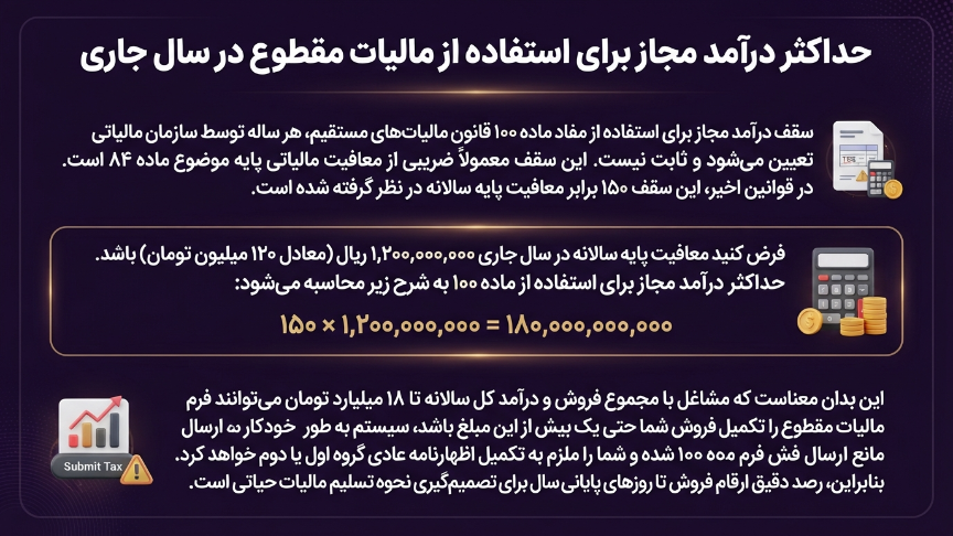 درآمد مجاز برای مالیات اصناف
